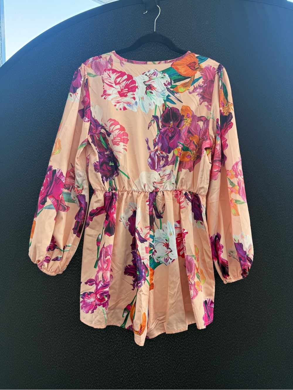 Peach Floral Long Sleeve Mini Dress